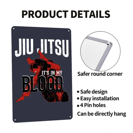 Jiu Jitsu Retro Vintage Jiu Jitsu Navy/heather Gray Metal Poster Wall Art Decor Sign
