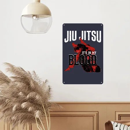 Jiu Jitsu Retro Vintage Jiu Jitsu Navy/heather Gray Metal Poster Wall Art Decor Sign