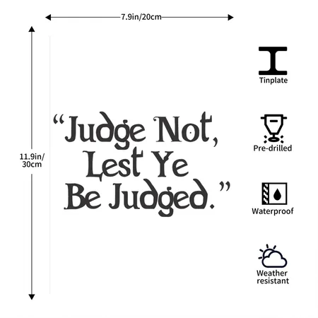 Judge Not Lest Ye Be Judged White/cobalt Blue Metal Poster Wall Art Decor Sign