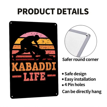 Kabaddi Life Indian Game Team Sport Raider Black Metal Poster Wall Art Decor Sign