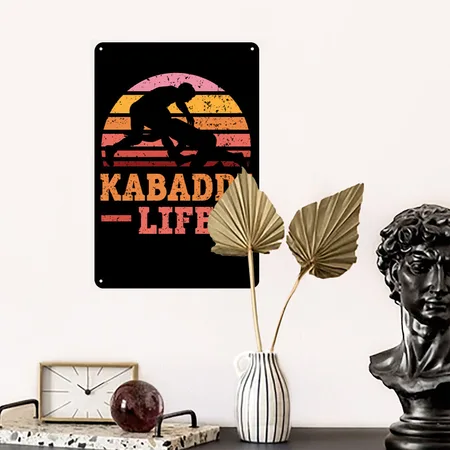 Kabaddi Life Indian Game Team Sport Raider Black Metal Poster Wall Art Decor Sign