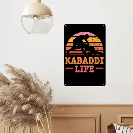 Kabaddi Life Indian Game Team Sport Raider Black Metal Poster Wall Art Decor Sign