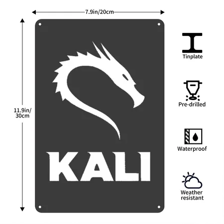 Kali Linux Cyber Security Hacking Fun Charcoal Star Metal Poster Wall Art Decor Sign