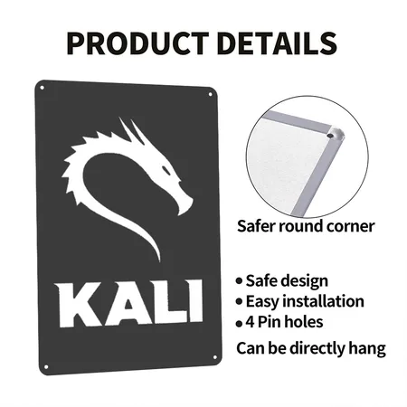 Kali Linux Cyber Security Hacking Fun Charcoal Star Metal Poster Wall Art Decor Sign