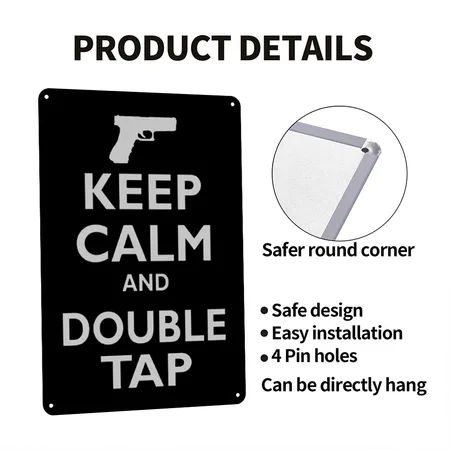 Keep Calm And Double Tap Black Metal Poster Wall Art Decor Sign