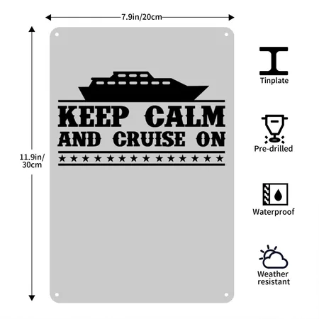 Keep Calm Cruise On Heather Gray Metal Poster Wall Art Decor Sign