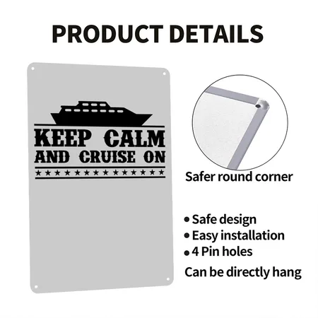 Keep Calm Cruise On Heather Gray Metal Poster Wall Art Decor Sign