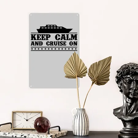 Keep Calm Cruise On Heather Gray Metal Poster Wall Art Decor Sign
