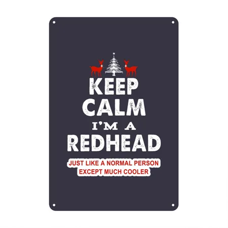 Keep Calm I'm A Redhead Midnight Navy Metal Poster Wall Art Decor Sign