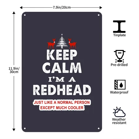 Keep Calm I'm A Redhead Midnight Navy Metal Poster Wall Art Decor Sign