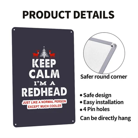 Keep Calm I'm A Redhead Midnight Navy Metal Poster Wall Art Decor Sign