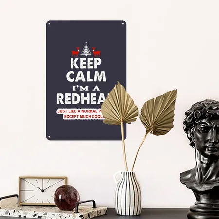 Keep Calm I'm A Redhead Midnight Navy Metal Poster Wall Art Decor Sign