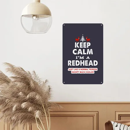 Keep Calm I'm A Redhead Midnight Navy Metal Poster Wall Art Decor Sign