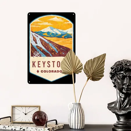 Keystone Colorado Ski Badge Black Metal Poster Wall Art Decor Sign