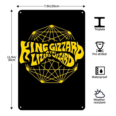 King Gizzard And The Lizard Wizard Black Metal Poster Wall Art Decor Sign