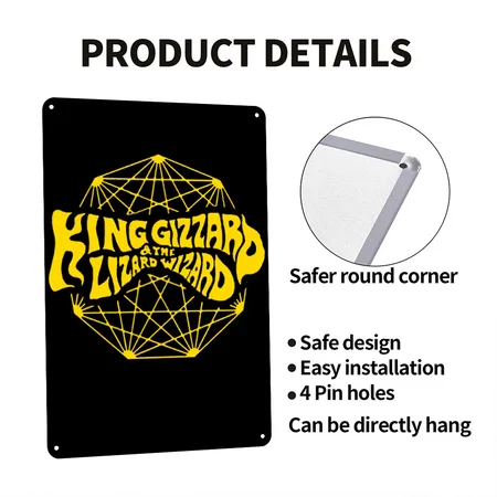 King Gizzard And The Lizard Wizard Black Metal Poster Wall Art Decor Sign