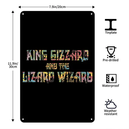 King Gizzard And The Lizard Wizard Black Metal Poster Wall Art Decor Sign