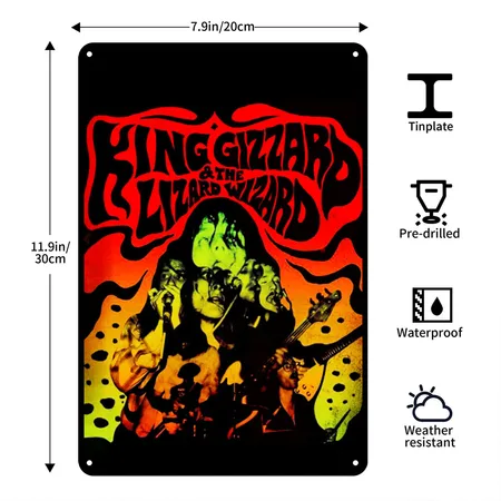 King Gizzard And The Lizard Wizard Black/white Metal Poster Wall Art Decor Sign