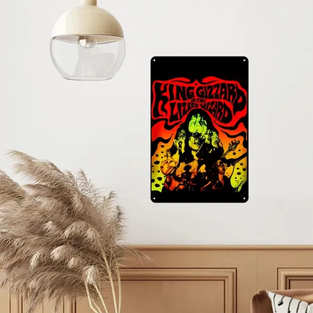 King Gizzard And The Lizard Wizard Black/white Metal Poster Wall Art Decor Sign