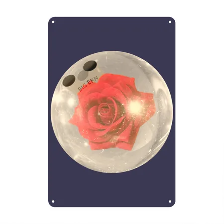 Kingpin Big Ern S Rose Bowling Ball Navy Metal Poster Wall Art Decor Sign