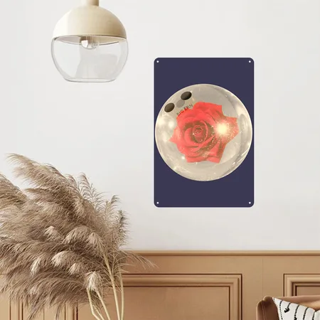 Kingpin Big Ern S Rose Bowling Ball Navy Metal Poster Wall Art Decor Sign
