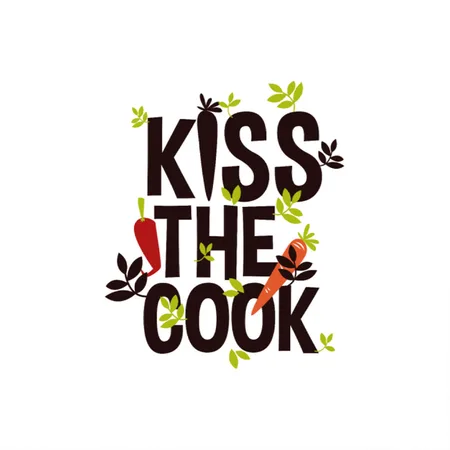 Kiss The Cook White/cobalt Blue Metal Poster Wall Art Decor Sign