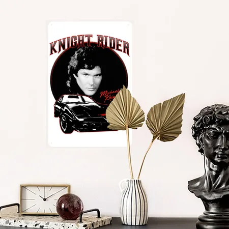 Knight Rider Michael Knight White Metal Poster Wall Art Decor Sign