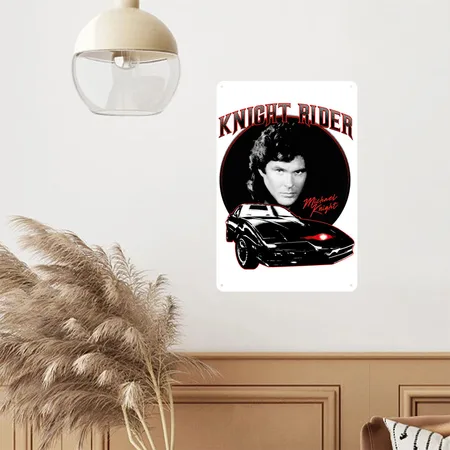 Knight Rider Michael Knight White Metal Poster Wall Art Decor Sign