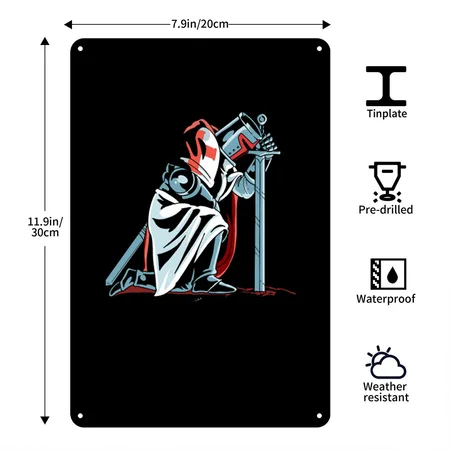 Knight Templar God Is My Father Black Metal Poster Wall Art Decor Sign