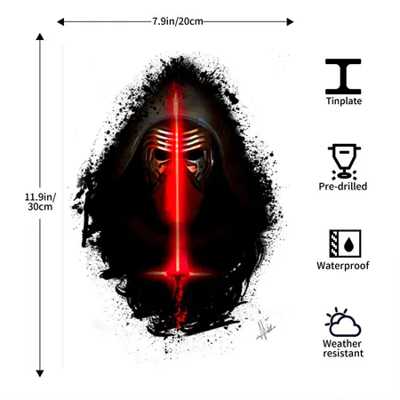 Kylo Ren White Metal Poster Wall Art Decor Sign