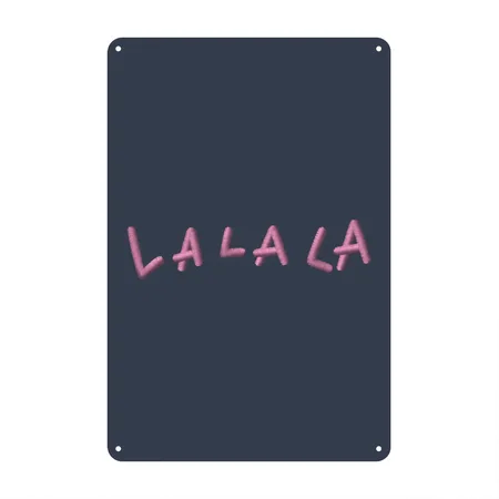 LA LA LA Embroidered Navy Metal Poster Wall Art Decor Sign