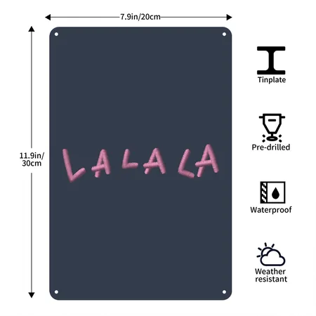 LA LA LA Embroidered Navy Metal Poster Wall Art Decor Sign