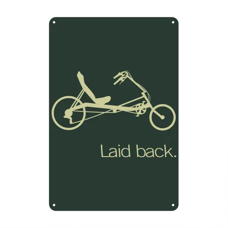 Laid Back Recumbent Hoodie Dark Green Metal Poster Wall Art Decor Sign