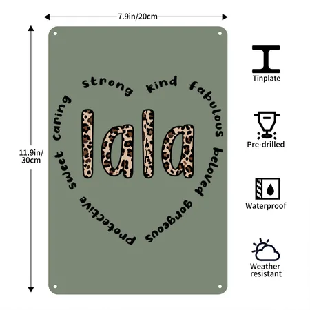 Lala Heart Lala Grandmother Lala Grandma Heather Military Green Metal Poster Wall Art Decor Sign