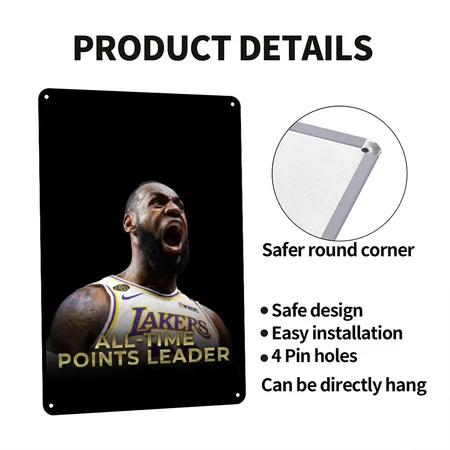 Lebron Number 1 Black Metal Poster Wall Art Decor Sign