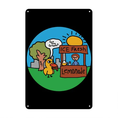 Lemonade Duck Black Metal Poster Wall Art Decor Sign