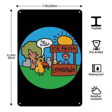 Lemonade Duck Black Metal Poster Wall Art Decor Sign