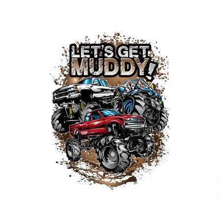 Let's Get Mega Muddy White Matte Metal Poster Wall Art Decor Sign