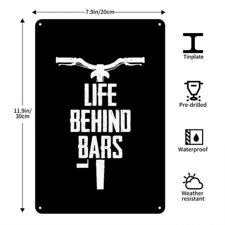 Life Behind Bars Black Metal Poster Wall Art Decor Sign