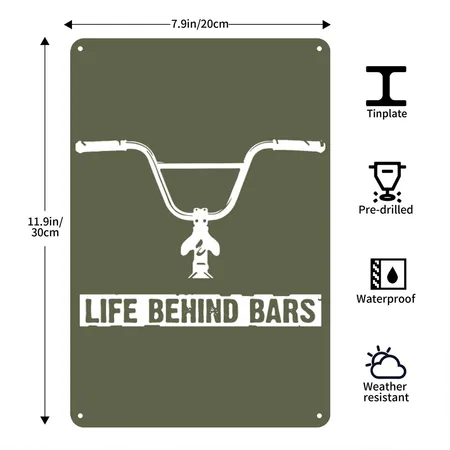 Life Behind Bars BMX Green Camo Metal Poster Wall Art Decor Sign