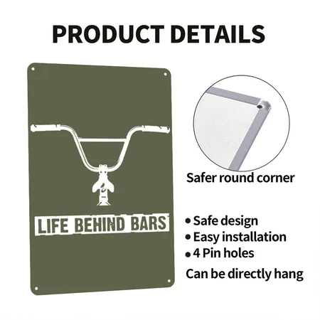 Life Behind Bars BMX Green Camo Metal Poster Wall Art Decor Sign