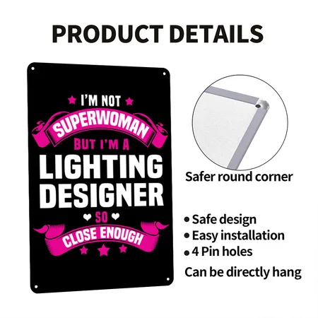 Lighting Designer Black Metal Poster Wall Art Decor Sign
