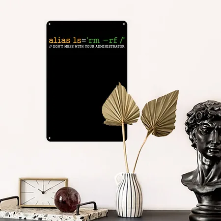 Linux Tux Unix Open Source Software Programmer Black/white Metal Poster Wall Art Decor Sign