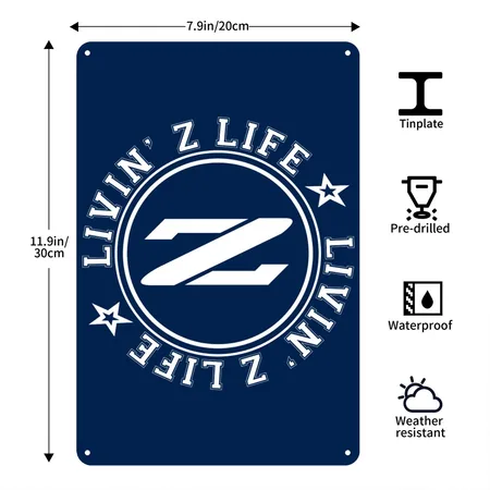 Livin_z_life_white Navy Metal Poster Wall Art Decor Sign