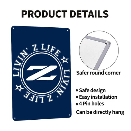 Livin_z_life_white Navy Metal Poster Wall Art Decor Sign