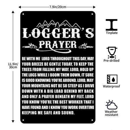 Logger's Prayer Black Metal Poster Wall Art Decor Sign