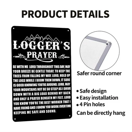 Logger's Prayer Black Metal Poster Wall Art Decor Sign