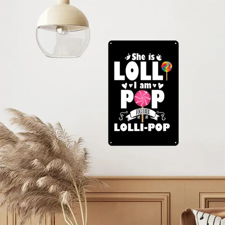Lolli Pop Cute Grandchild Grandparents Candy Black Metal Poster Wall Art Decor Sign