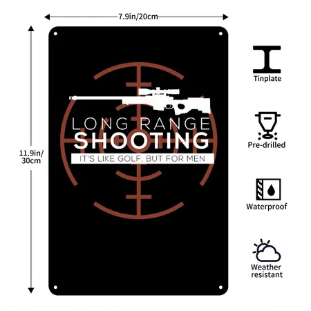 Long Range Shooting Black Metal Poster Wall Art Decor Sign
