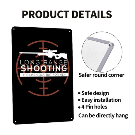 Long Range Shooting Black Metal Poster Wall Art Decor Sign